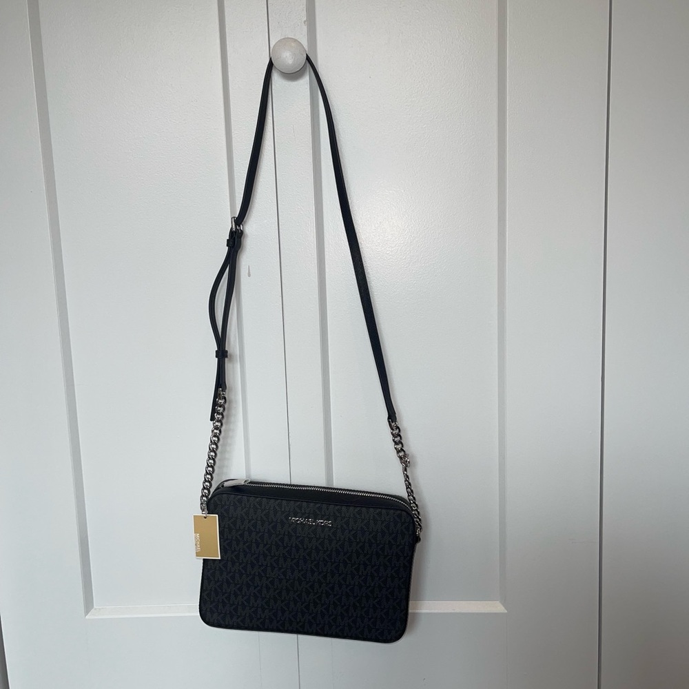 Michael Kors Jet Set Large Logo Crossbody Bag Black